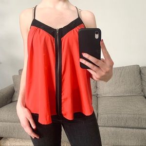 Zinga pink coral spaghetti strap flowy blouse